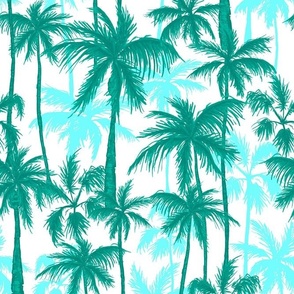 Palm Trees - Teal on white