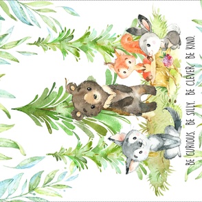 42” x 36”  Young Forest Blanket Panel, Woodland Animals Bedding, REQUIRES ONE FULL YARD