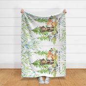 54"x36" MINKY Young Forest Blanket Panel- Woodland Animals Bedding, FABRIC REQUIRED IS 54” or WIDER