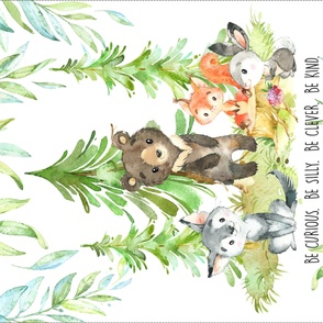 54"x36" MINKY Young Forest Blanket Panel- Woodland Animals Bedding, FABRIC REQUIRED IS 54” or WIDER
