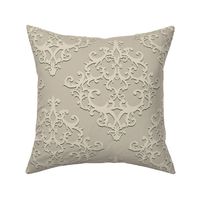 Baroque style damask ornamental beige colored pattern