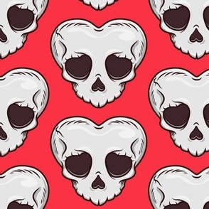 Crimson Embrace: Gothic Skull Hearts Elegance