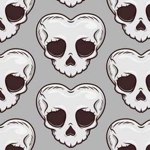 Skull Hearts on Gray