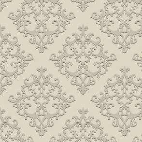Baroque style damask ornamental beige colored pattern