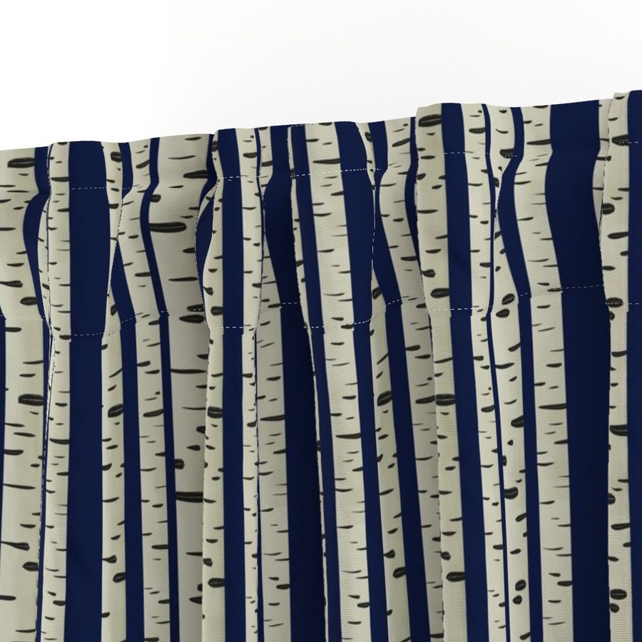 Minimal Birch Tree Pattern - Midnight Blue