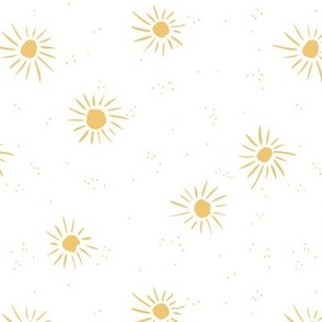 Love seventies retro style sunshine sun soft pastel nursery neutral yellow on white