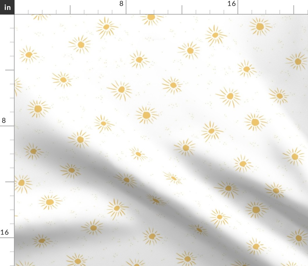 Love seventies retro style sunshine sun soft pastel nursery neutral yellow on white