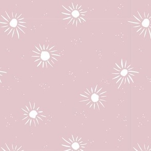 Love seventies retro style sunshine sun soft pastel nursery neutral white on warm rose pink