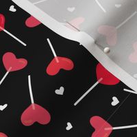 Little love lollipop candy canes for valentine's day and sugar girls red white on black night 