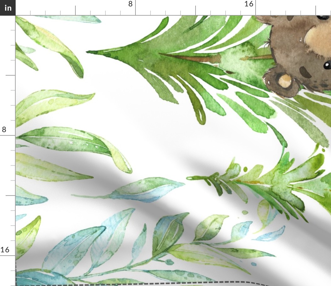 42” x 36” Young Forest Blanket Panel (no words), Woodland Animals Bedding, REQUIRES ONE FULL YARD