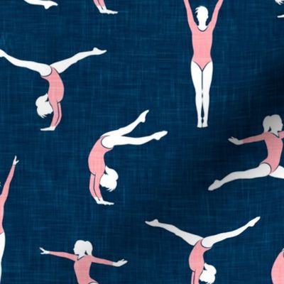 Gymnastics - gymnast - pink on dark blue - LAD22