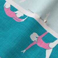 Gymnastics - gymnast - pink on teal  - LAD22