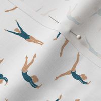 (small scale) Gymnastics - gymnast - blue leotards - LAD22