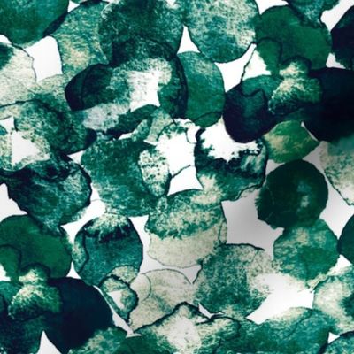 Abstract Emerald Watercolor Dots on White by Brittanylane