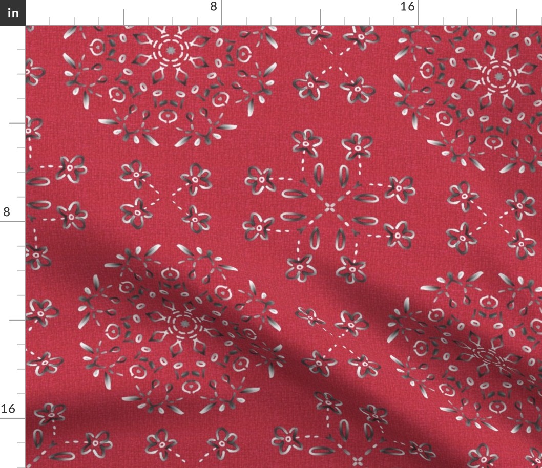 Silvery Gray and Red Western Style Kaleidoscope