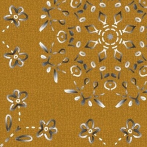 Silvery Gray and Mustard Yellow Western Style Kaleidoscope