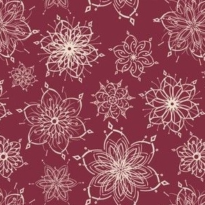 Snowflakes on Cranberry Red