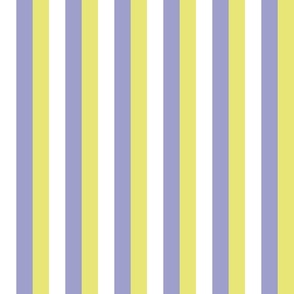 Stripe periwinkle,  butter yellow and  white