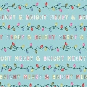 Christmas Lights - Merry and Bright - Blue Muted Colors