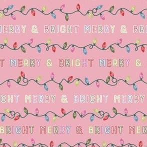 Christmas Lights - Merry and Bright - Pink Muted Colors