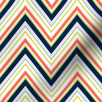 Coral Navy Neon Chevron