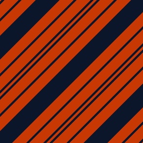 The Orange and the Navy: Slanted Stripes - 12in x 12in
