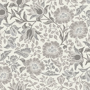 MALLOW IN GREY LACE - WILLIAM MORRIS AND KATE FAULKNER