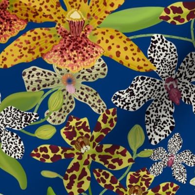 SMALL ANIMAL PRINT ORCHIDS blue