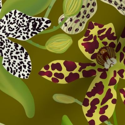 LARGE ANIMAL PRINT ORCHID GOLD