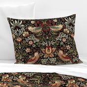 STRAWBERRY THIEF IN GOLD ON BLACK - WILLIAM MORRIS