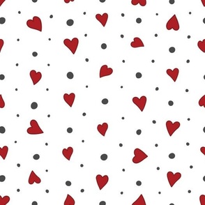 Dots and heart pattern in grey and red