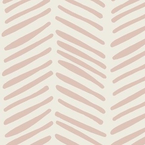 Herringbone Handdrawn - Lrg Scale-Pink Shadow on Alabaster
