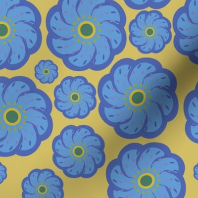 Blue & Yellow Pop Art Flower