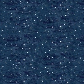 Shibori Stars on Dark Indigo (tiny scale) | Night sky fabric, block printed stars on linen pattern, arashi shibori linen.