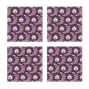 Carnation Motif in Plum and Cotton Candy Medium