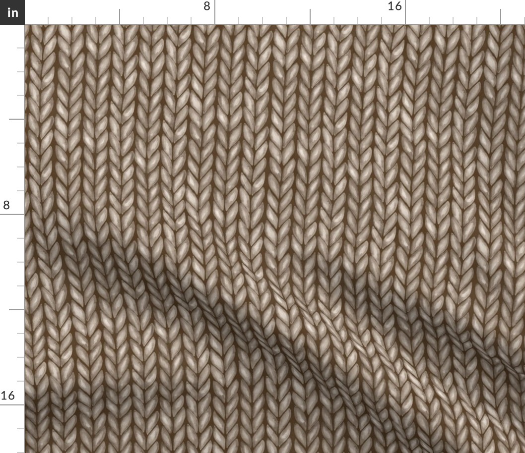 Beige watercolor realistic knitted pattern