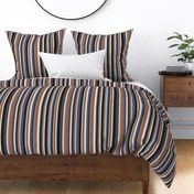 Retro boho vertical stripes mix terracotta blue