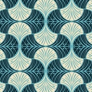 Blue Geometric Seashell Design / Small Scale