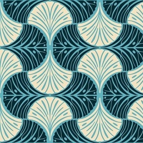 Blue Geometric Seashell Design / Medium Scale