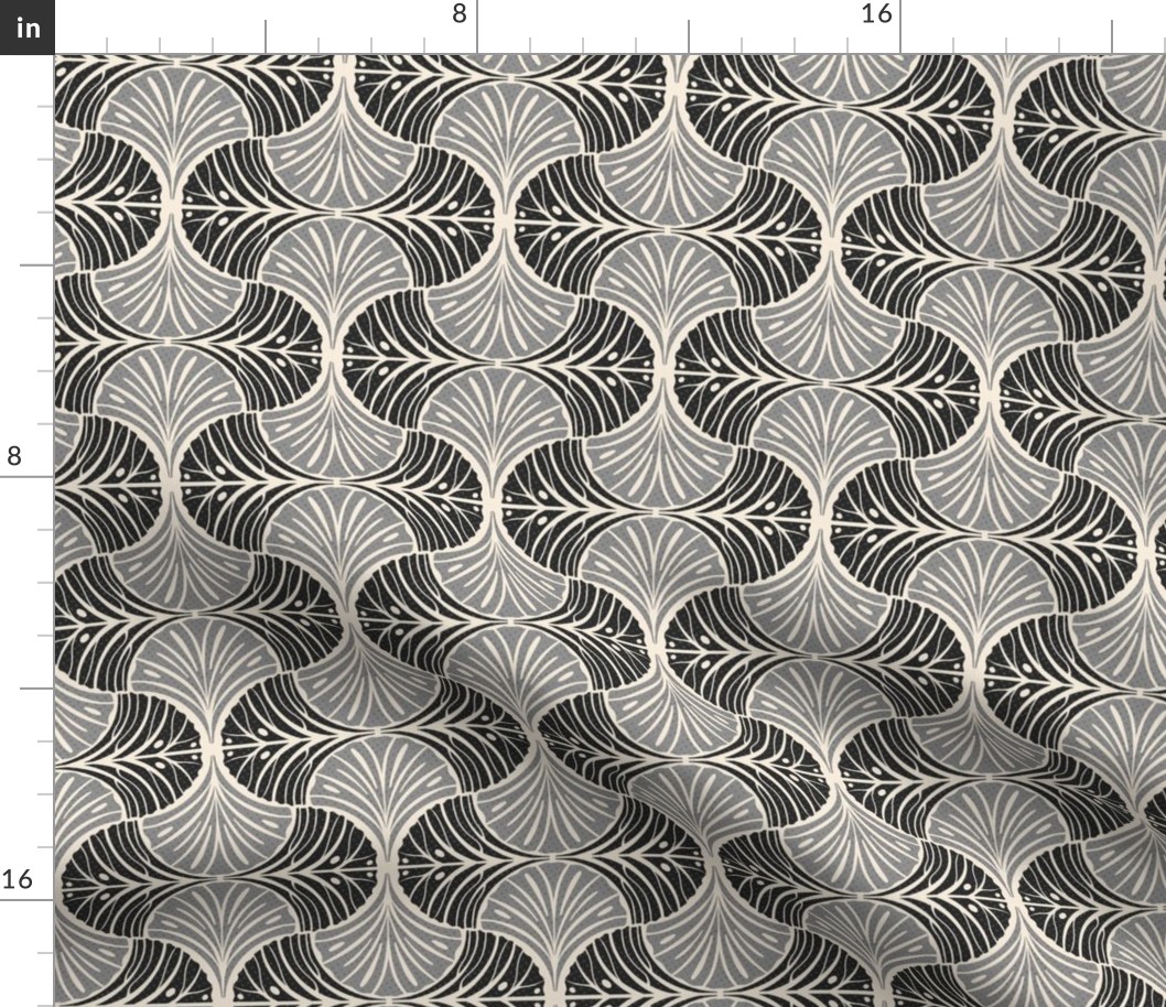 Gray Geometric Seashell Design / Medium Scale