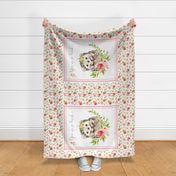 54” x 36” MINKY Hedgehog You are so Loved Blanket Panel, Girls Floral Animal Bedding, FABRIC REQUIRED IS 54” or WIDER