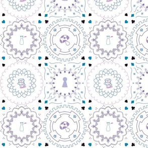 Alice Inspired Tiles Purple and Blue