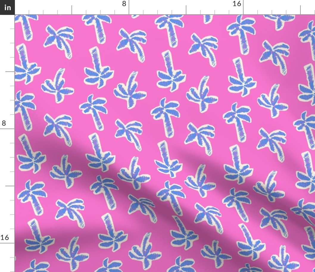 Hot pink Pink naive tropical Palms