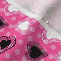 Polka Dots Lace Hearts - Pink 