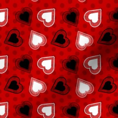 Polka Dots Lace Hearts - Red 