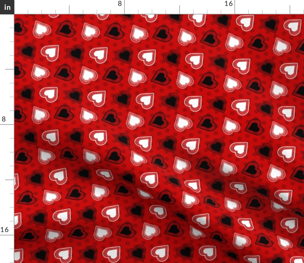 Polka Dots Lace Hearts - Red 