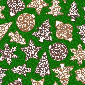 Elegant Gingerbread Cookies - Green