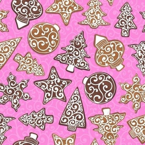 Elegant Gingerbread Cookies - Pink