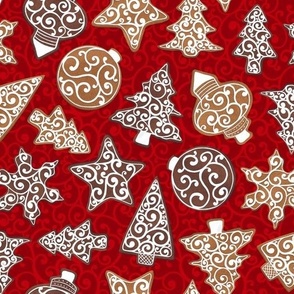 Elegant Gingerbread Cookies - Cardinal Red