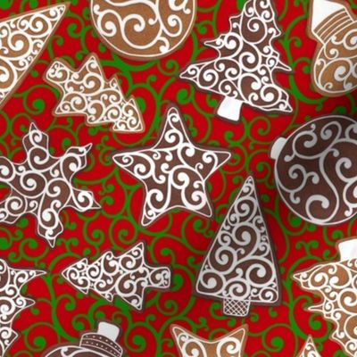 Elegant Gingerbread Cookies - Red Green